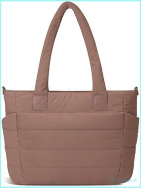 Large Puffer Tote Bag with Zipper Quilted Work Nurse Travel Bag
